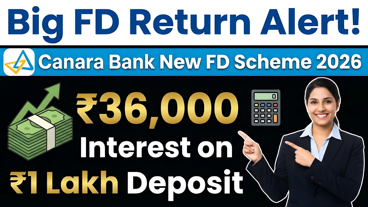 Big FD Return Alert! Canara Bank New FD Scheme 2026 Offers ₹36,000 Interest on ₹1 Lakh Deposit