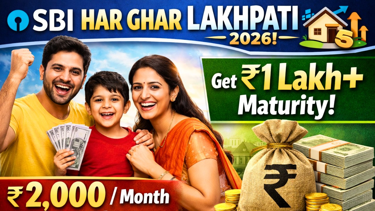SBI ‘Har Ghar Lakhpati’ 2026: ₹2,000/Month Saving Plan for ₹1 Lakh+ Maturity -Tenure, Rate & Benefits